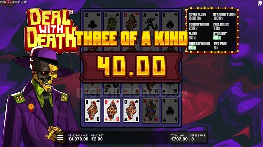 Bigbunny Game Poker table with winning hand